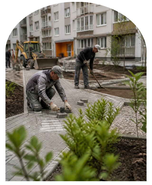 Благоустройство двора многоквартирного дома в Лесне